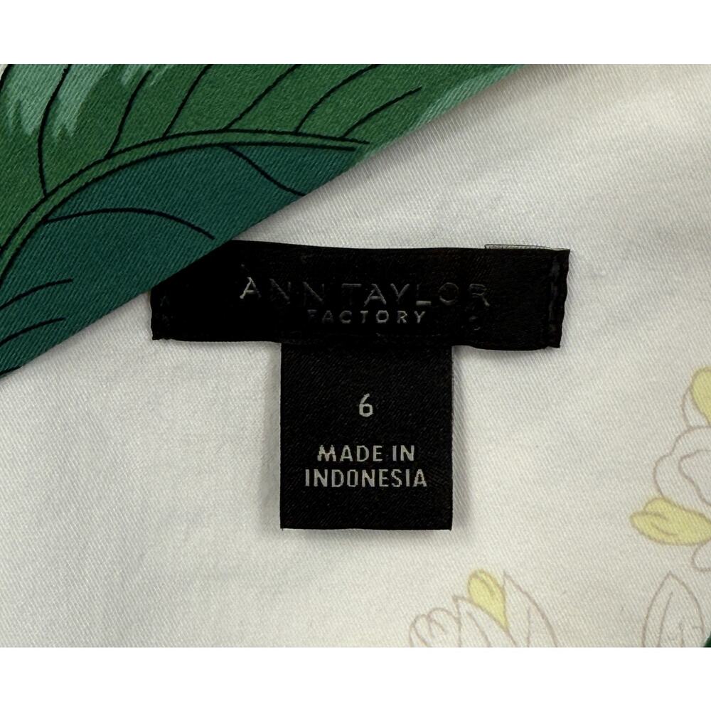 Ann Taylor Top Blouse One Shoulder halter strap White Lemon Print 6 zipper - Picture 4 of 10